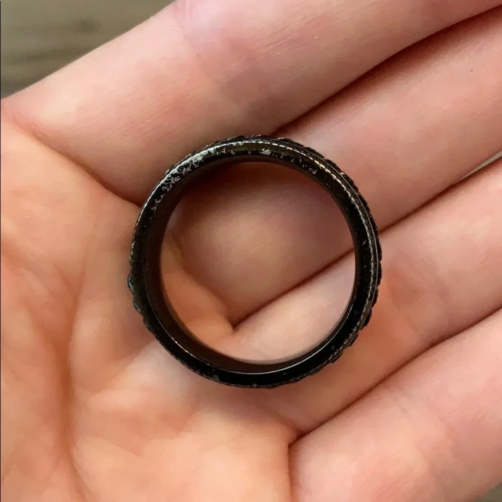 Men’s Black & Silver Chain Link Spinner Ring‎